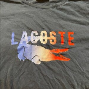 Lacoste Blue Crewneck Tee with Green Croc Logo